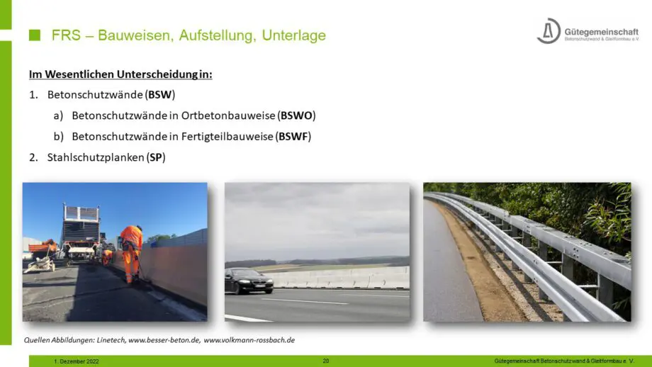 Bauweisen von FRS BSWO BSWF SP